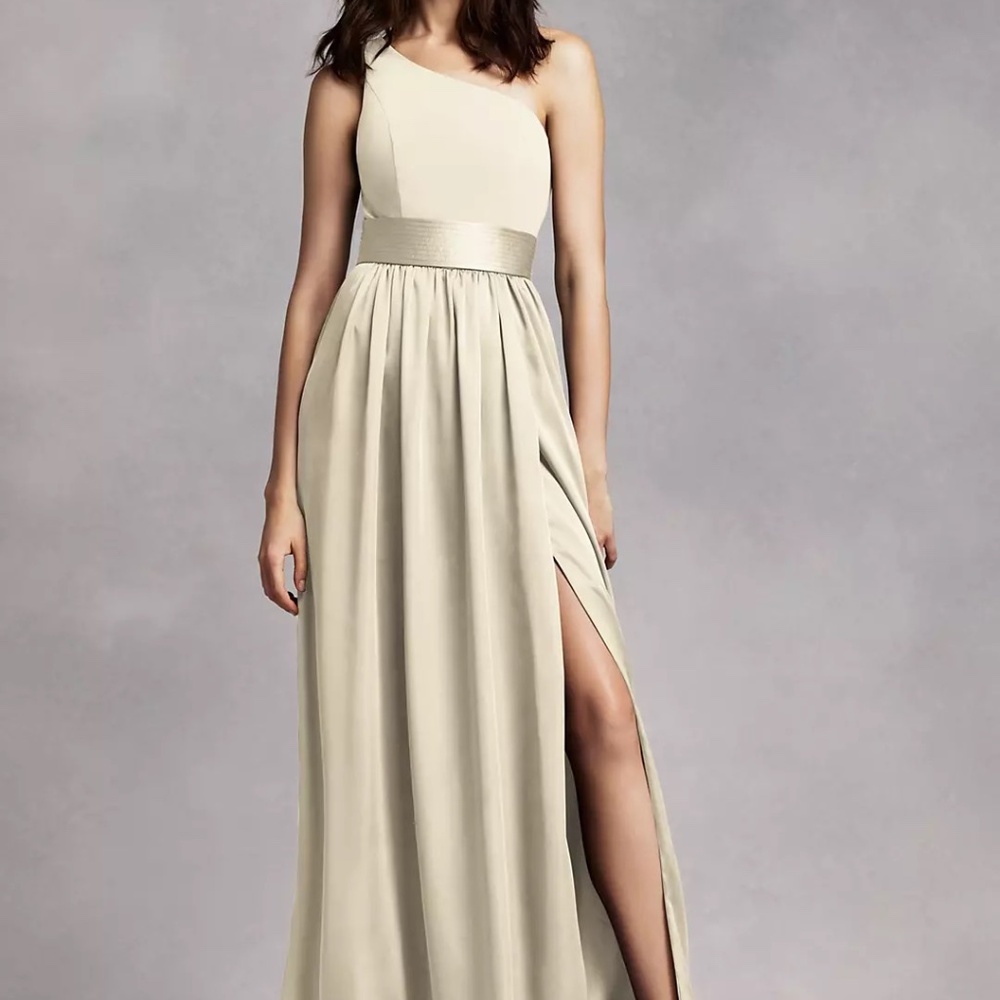 Vera Wang One Shoulder Dress with Satin Sash